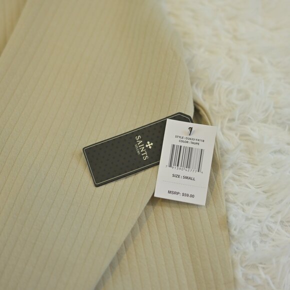 Saints Studio Men's Sweater Long Sleeve Taupe Size S NWT - Picture 3 of 5